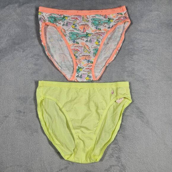 Victoria's Secret Panties Hi-Leg Brief Cotton Small Y2K Lot of 2 Neon Color - Picture 1 of 9